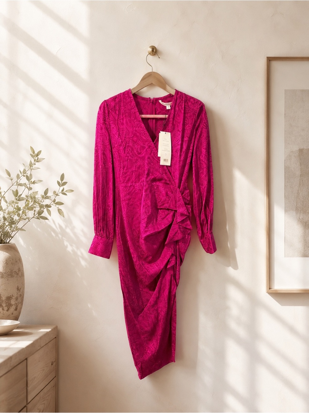 NWT Veronica Beard Weiss Silk Magenta Pink Ruffle Cocktail Luxury Designer/SZ0